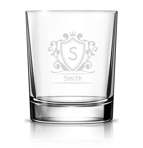 Custom Whiskey Glass Old Fashion - Shield Design