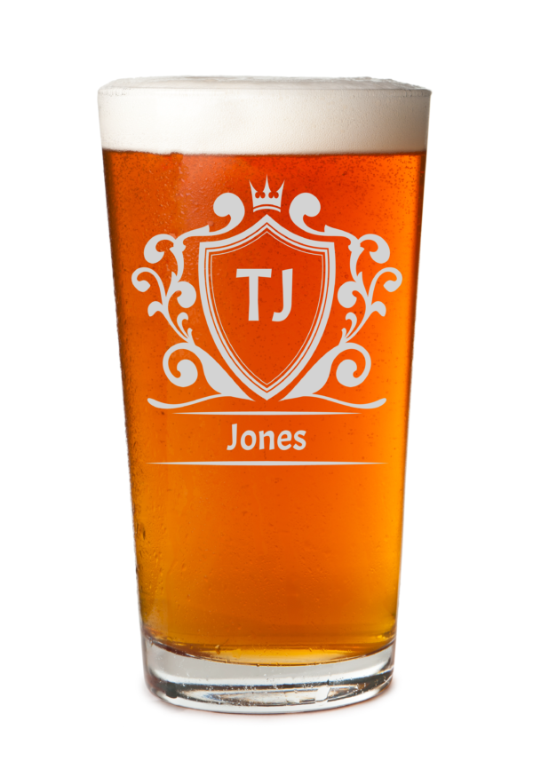 Customized Pint Beer Glass - Shield Design